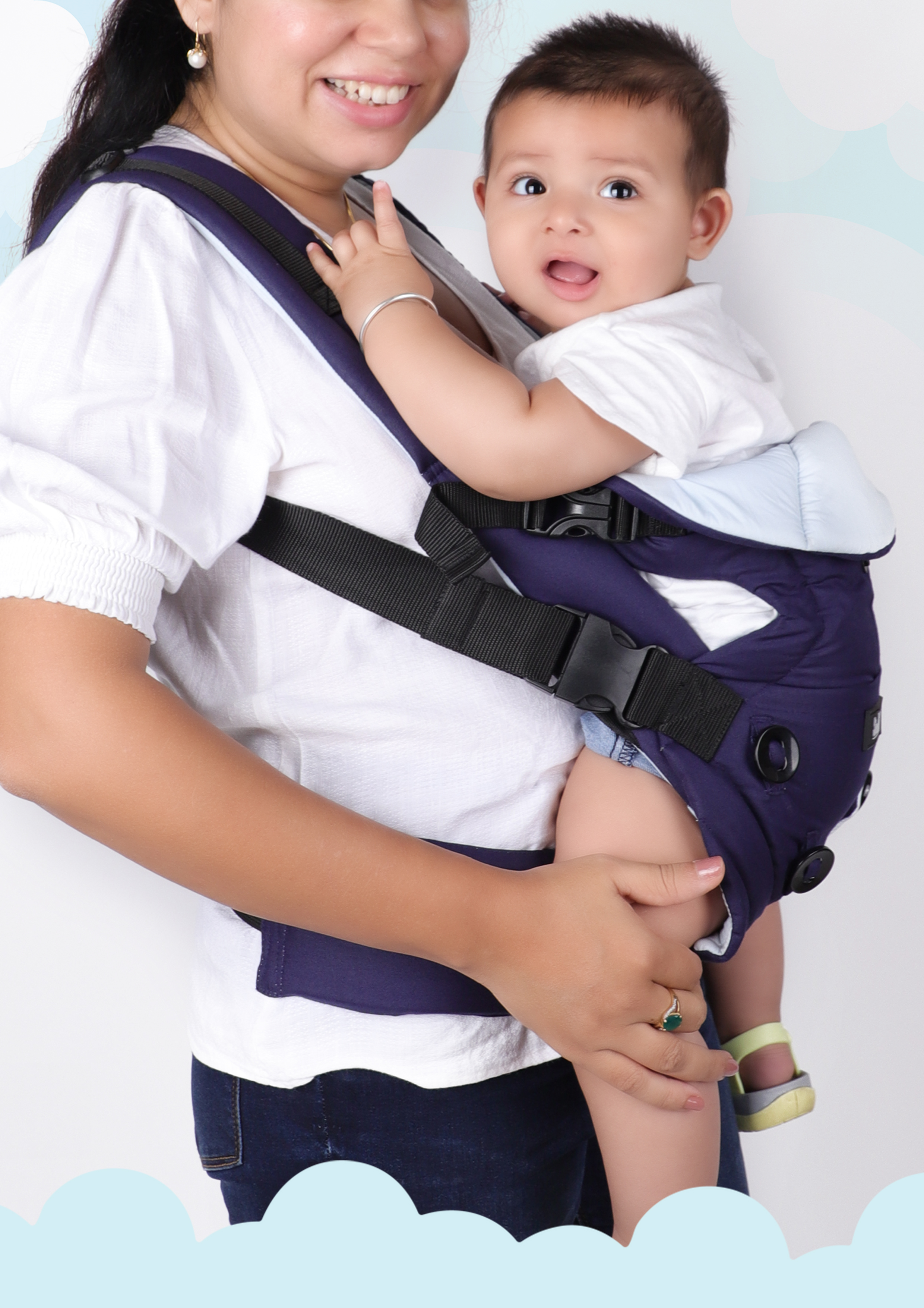 ELEGANT BABY CARRIER WITH 4 CARRY POSITION - NAVY BLUE